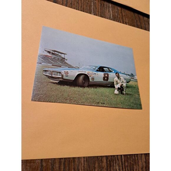 Vintage Ed Negre #8 STP NASCAR Postcard 5x7 Blue Dodge Grand National Unused - Picture 1 of 2